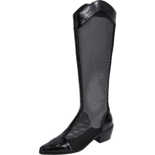 Cool Boots Women 2021 Summer New Western Cowboy Boots High Pointed Knight Long Tube Mesh Hollow Breathable Boots Womens Sandals