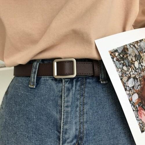 2020 PU Leather Belt For Women Square Button Jeans Black Waist Belt Fashion Pin Buckle Luxury Brand Designer Dress Strap Female