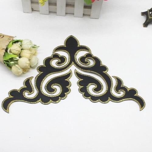 YACKALASI 5 Pieces/Lot Gold Appliqued Golden Cosplay Iron on Embroidery Trims Cosplay Patches26*14.5cm
