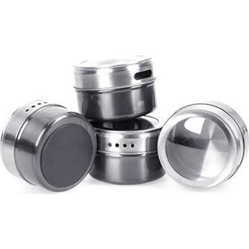 1\2\4\5 Pcs Stainless Steel Magnetic Spice Jars With Wall Mounted Rack Spice Tins Spice Seasoning Containers Easy Opean