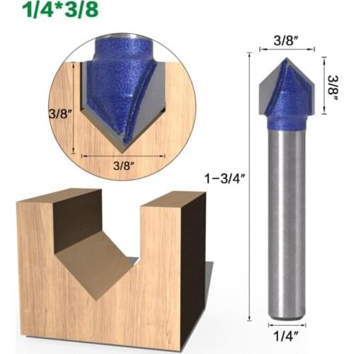 1/4*3/8 High Quality SHK Professional V Groove Trimming Knife Tools Carving Tool Router Bit V-Groove Wood Cutter