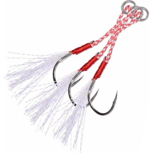 10 Pcs/lot Fishing Hooks Jigging Spoon Metal Fishing Feather Rope Hook Soft Lure Salt Water Hook Fishing Tackle Tool Accessories