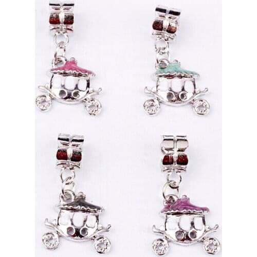 10pc silver color lovely Cute Princess carriage Charm for bracelet Pendant necklace Tag Enamel hair accessories DIY jewelry