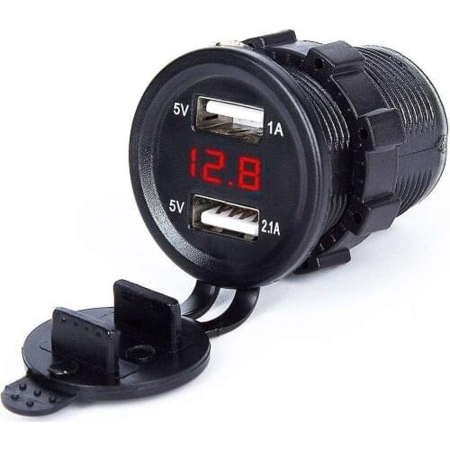 12V-24V Dual USB Motorcycle Cigarette Lighter Car Charger Socket Charger Multi Intelligent Protection
