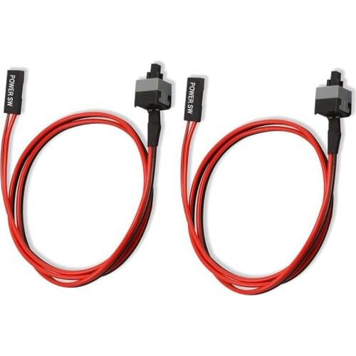 2 Pack 2 Pin SW PC Power Cable on/off Push Button ATX Computer Switch Wire 45cm