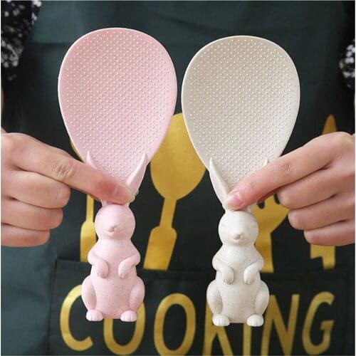 2021 Wheat Straw Rabbit Spoon Can Stand Up Rabbit Rice Shovel Rice Cooker Rice Spoon Creative Non-stick Rice Cartoon Rice Spoon