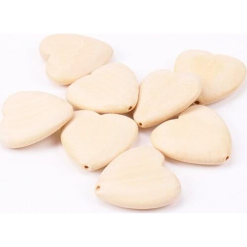 5Pcs Natural Heart Wooden Loose Spacer Beads for Jewelry Making Diy 35x40mm New KL267