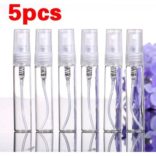 5PCS Glass 5ml Refillable Portable Sample Perfume Bottles Travel Spray Atomizer Empty Perfume Bottle Mini Sample Container