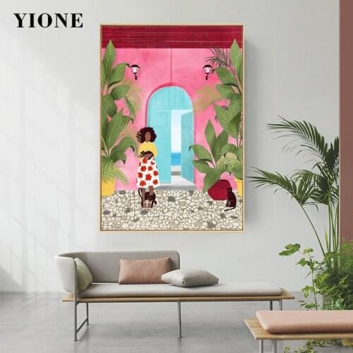 Abstract Potted Plants Woman Canvas Oil Painting Nordic Colorful Garden Posters and Prints Wall Art Picture for Gallery Aisle