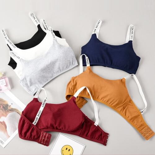 Sexy seamless detachable padded sling cotton bra casual letter printing bra fitness breathable ladies bra