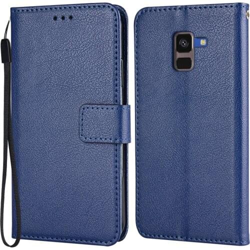 Wallet Case For On Samsung Galaxy A8 2018 A530 A530F SM-A530F 5.6'Stand Leather Case Card Slots Book caseWith Hand Rope