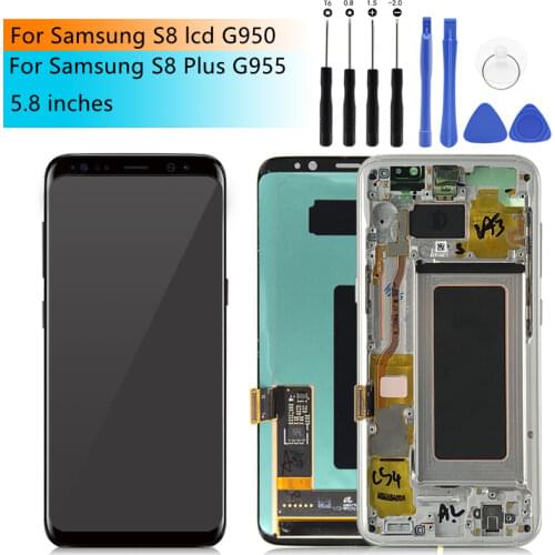 For Samsung Galaxy S8 lcd G950 S8 Plus G955 touch screen digitizer assembly with frame s8 display replacement repair parts