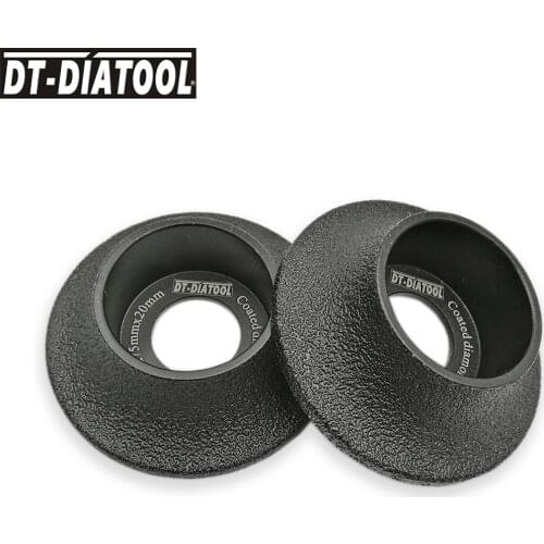 DT-DIATOOL 2pcs Dia 75mmx20mm Vacuum Brazed Demi-bullnose Edge Profile Diamond Grinding Wheel For Marble Granite Quartz Grit#60