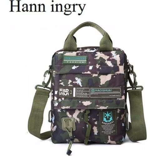 HANN INGRY Mens Messenger Bag Waterproof Nylon Camouflage Satchel Over the Shoulder Crossbody Bags Handbag Mini Briefcase H337D