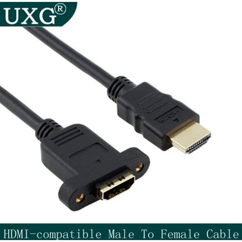 HD-A 1.4V 19pin Male To HDMI-compatible Type A Female Extension Cable With Screw Hole Lock Panel Mount 30cm-150cm 1ft-3ft