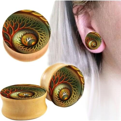 JUNLOWPY Organic Wood Flesh Tunnels Double Flared Ear Stretcher PLugs Saddle Earring Gauge Expanders 2pcs Body Piercing Jewelry