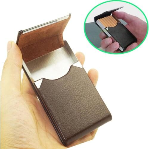 Pocket Cigarette Case Tobacco Cigar Storage Box Flip Top Holder Container Brown
