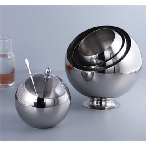 Commercial stainless steel sauce with cover slanted bowl buffet Malatang hot pot restaurant seasoning can spherical garbage can
