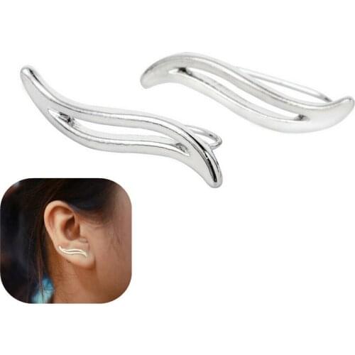 Fashion Punk Leaf Silver Earrings Ear Crawler Clip Sweep Pin Wrap Jewelry Gifts