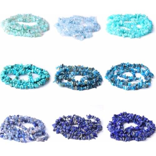 Natural Apatites Chips Sodalite Stone Beads 5-8mm Irregular Blue Turquoises Gemstones Gravel Chips Beads For Jewelry Making 16"
