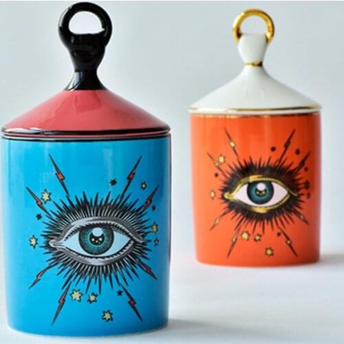 New Big Eye Jar Starry Sky Incense Candle Holder with Lid Aromatherapy Candle Jar Handmade Candleabra Home Decoration Party Gift