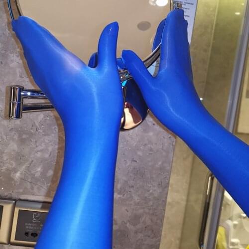 Sexy Women Candy Color Long Finger Glove Sheer Lace Seamless Shiny Long Glove Pantyhose Tights Gloves Stage Gay Wear F12