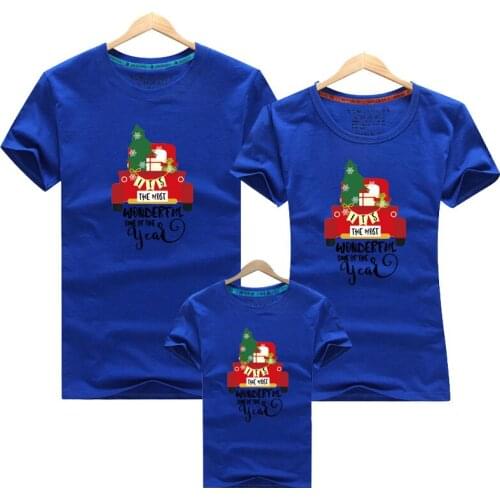 Family Matching Clothes T Shirts Santa Claus Merry Christmas tree Mommy and Daughter Outfit Father Mother Son Girl Boys Clothes