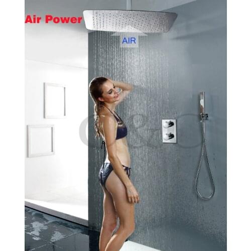 UFO Ultra-thin Stainless Steel 304 Mirror Air Drop Shower Head Thermostat Faucet Valve Bathroom Rainfall Shower Bath Faucet