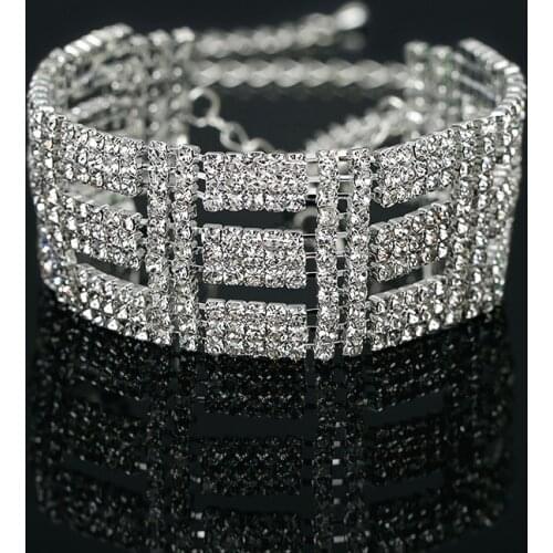 Wedding supplies Bracelet Full of Rhinestones for BrideSilver Plated Bracelets & Bangles