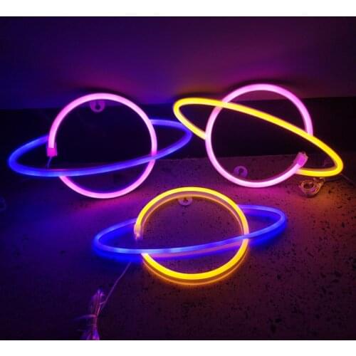 Led Planet Neon Wall Lamp Sign Fairy Christmas Lights USB Battery Operated For Bedroom Festoon Garland Wedding Party Decoration
