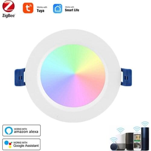 Zigbee 3.0 Smart Ceiling Lamp LED Downlight RGBCW Dimmable Spotlighting 10W 12W Tuya SmartThings App Remote Control With Alexa