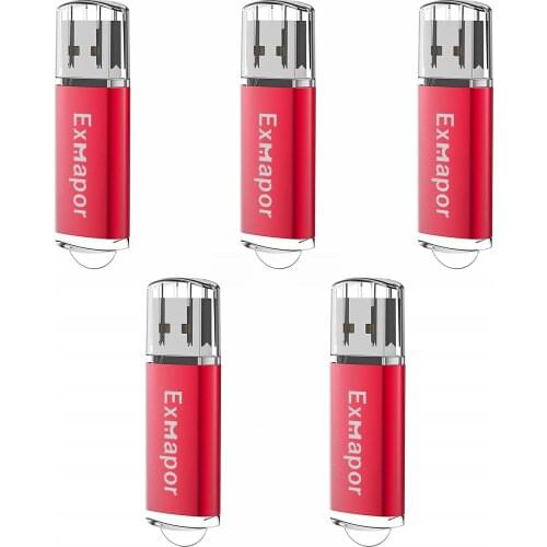 5PCS 16GB Flash Stick Exmapor USB Flash 1, 2, 4, 8 GB X 5 Bulk Memory Stick 32GB Jump Drive External Drives for PC GPS Speaker