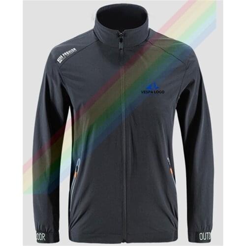 Vespa Preview Tagline Bule Logo Goes Here Slim Sport Outdoor Zippered Comfortable Soft Jacket Mens Casual Front Printing
