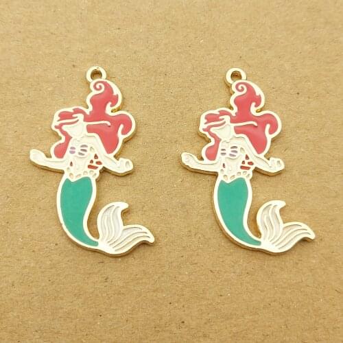 10pcs 17x32mm enamel mermaid charm for jewelry making and crafting earring pendant necklace and bracelet charm