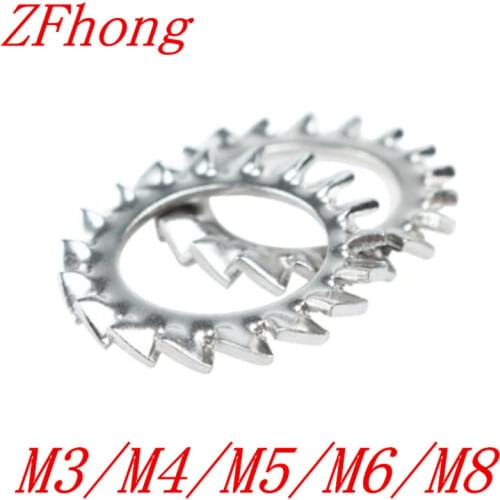 100Pcs DIN6798A M2.5 M3 M4 M5 M6 M8 M10 304 Stainless Steel Washers External Toothed Gasket Washer Serrated Lock Washer