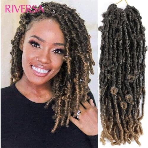 Riversa 14" Butterfly Locs Crochet Hair Soft Distressed Faux Locs Crochet Braids Pre Looped Butterfly Bob Locs Natural Soft Lock