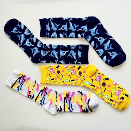 2018 happysocks British style cotton wild in the tube socks men and women trend cotton couple leisure socks fashion spell socks