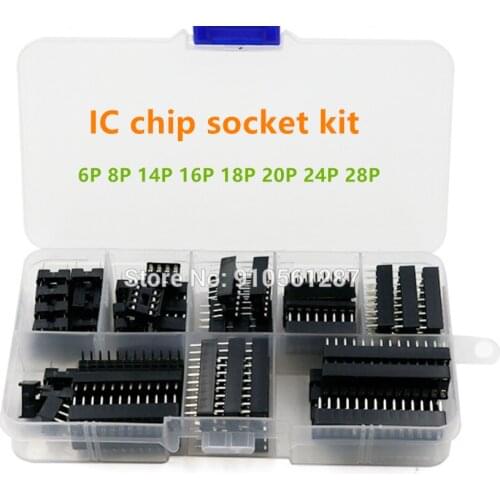 66pcs/box IC chip socket component kit box Square hole 6P 8P 14P 16P 18P 20P 24P 28P
