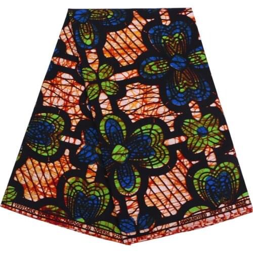 African Ankara High Quality Guaranteed Veritable Real Pagne Wax Green & Blue Pattern Print Wax Fabric For Dresses