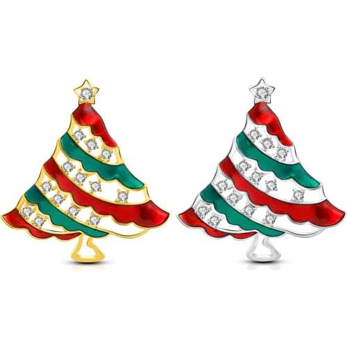 2019 Christmas Exquisite Trend Christmas Tree Rhinestone Color Copper Zircon Brooch Pin Jewelry Christmas Best Christmas Gift