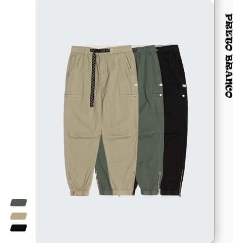 PRETO BRANCO Mens New Fashion Brand Autumn 2021 Street Personalized Tailoring Simple Solid Color Casual Versatile Leggings CSY