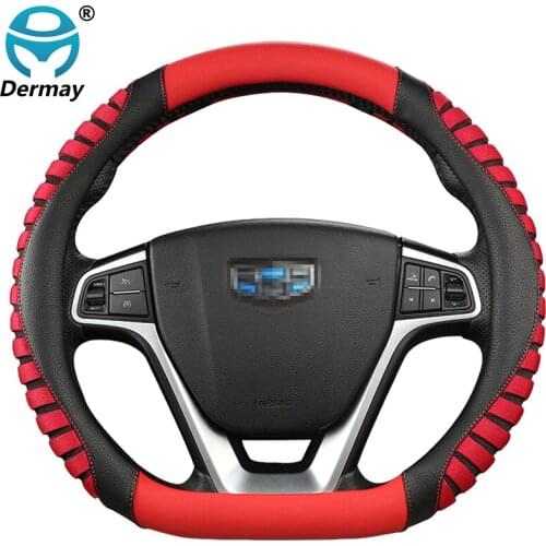 D Shape Car Steering Wheel Cover Non-slip PU Leather+Ice Silk for POLO GOLF 7 Scirocco Suzuki Swift Nissan Rogue High Quality