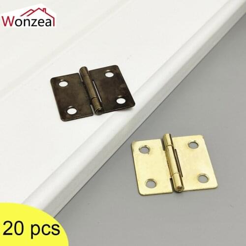 20pcs Antique Mini Cupboard Door Hinges Cabinet Drawer Jewellery Box Mini Decorative Hinge With Screws For Furniture Hardware