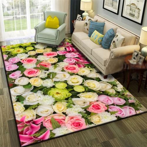 Custom Wedding Home Decor carpet Rose Flowers 3D Printing Carpets for Living Room Bedroom Mat Romantic Valentines Day Area Rugs