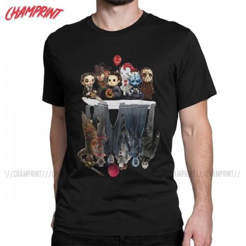 Friends Horror Scary Character Pennywise Jason T Shirt Voorhees Mens Tees Short Sleeve T-Shirts Cotton 4XL 5XL 6XL Clothes