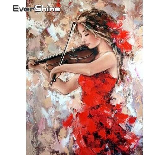 EverShine Diamond Painting Woman 5D Full Square Diamond Embroidery Portrait Picture Rhinestones Mosaic Music Wall Art