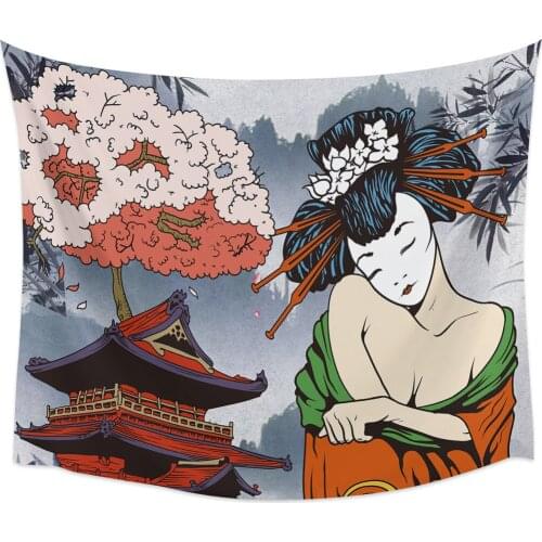 Japanese Geisha Wall Tapestry Home Wall Decor Tapestry Bedroom Tapestry Wall Hanging Picnic Mat Yoga Mat