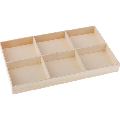 Creative Wooden Desktop Organizer Jewelry Box Flower Pot Storage Container 6 Grid