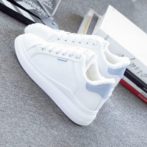 New Winter Women White Shoes Flat Walking Shoes Woman Warm Outdoor Athletic Womens Plush Sneakers Women Breathable Sport Shoes
