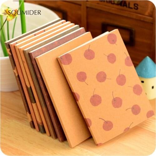 SQUMIDER 8 Patterns Retro Hand-painted Crayons Painting Notepad for Students Stationery Supplies Diary Notebook